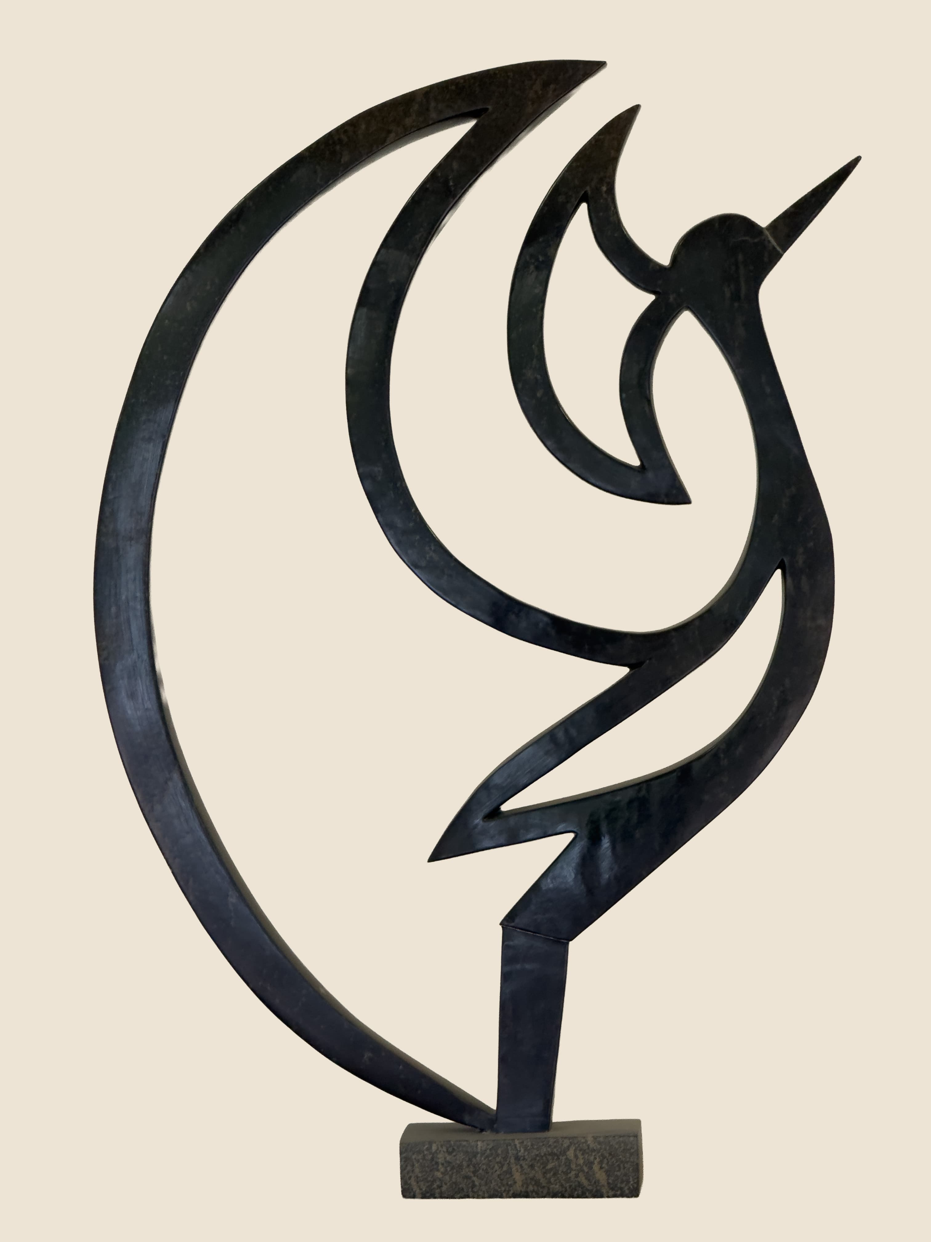 Calling Bird — Springstone Shona sculpture by Dominic Benhura