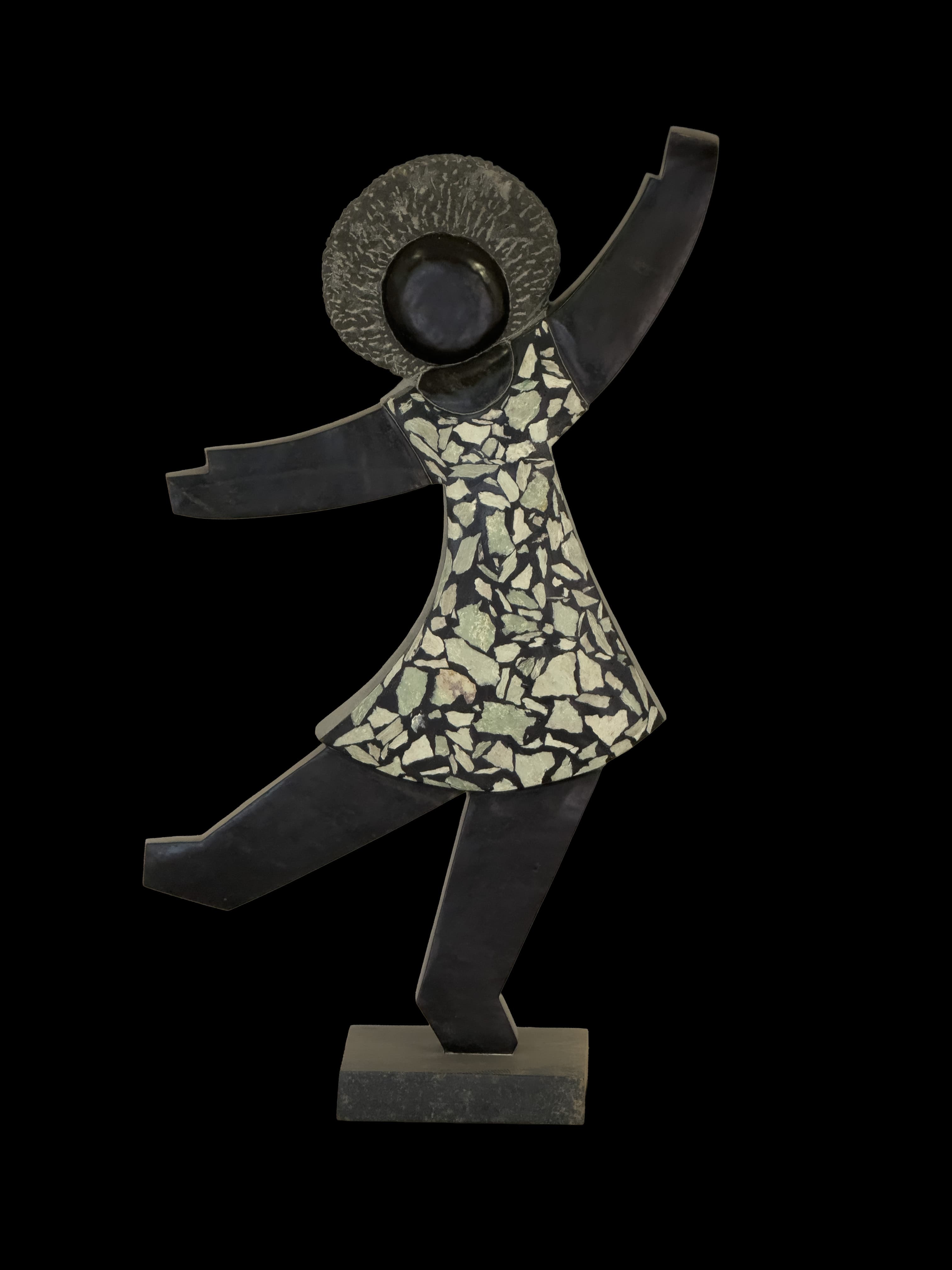 Dancing Away — Springstone Shona sculpture by Dominic Benhura